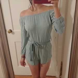 Forever 21 blue striped romper